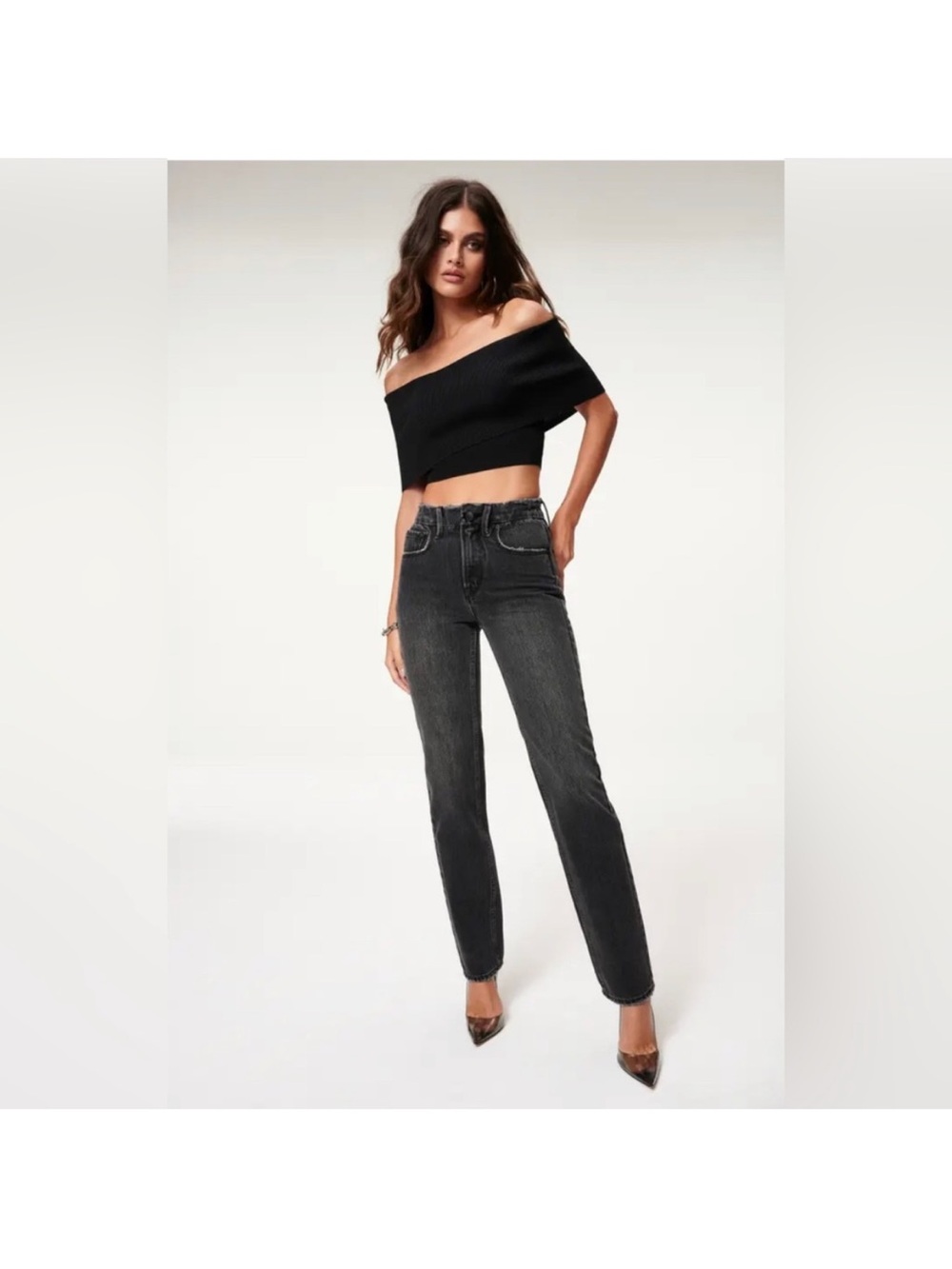 GOOD AMERICAN Good '90s Icon Straight Leg Jeans - Picture 4 of 6